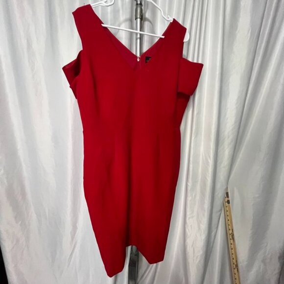 Worthington Red Cold-Shoulder Sheath Dress Women’s Size 14 - Picture 6 of 9